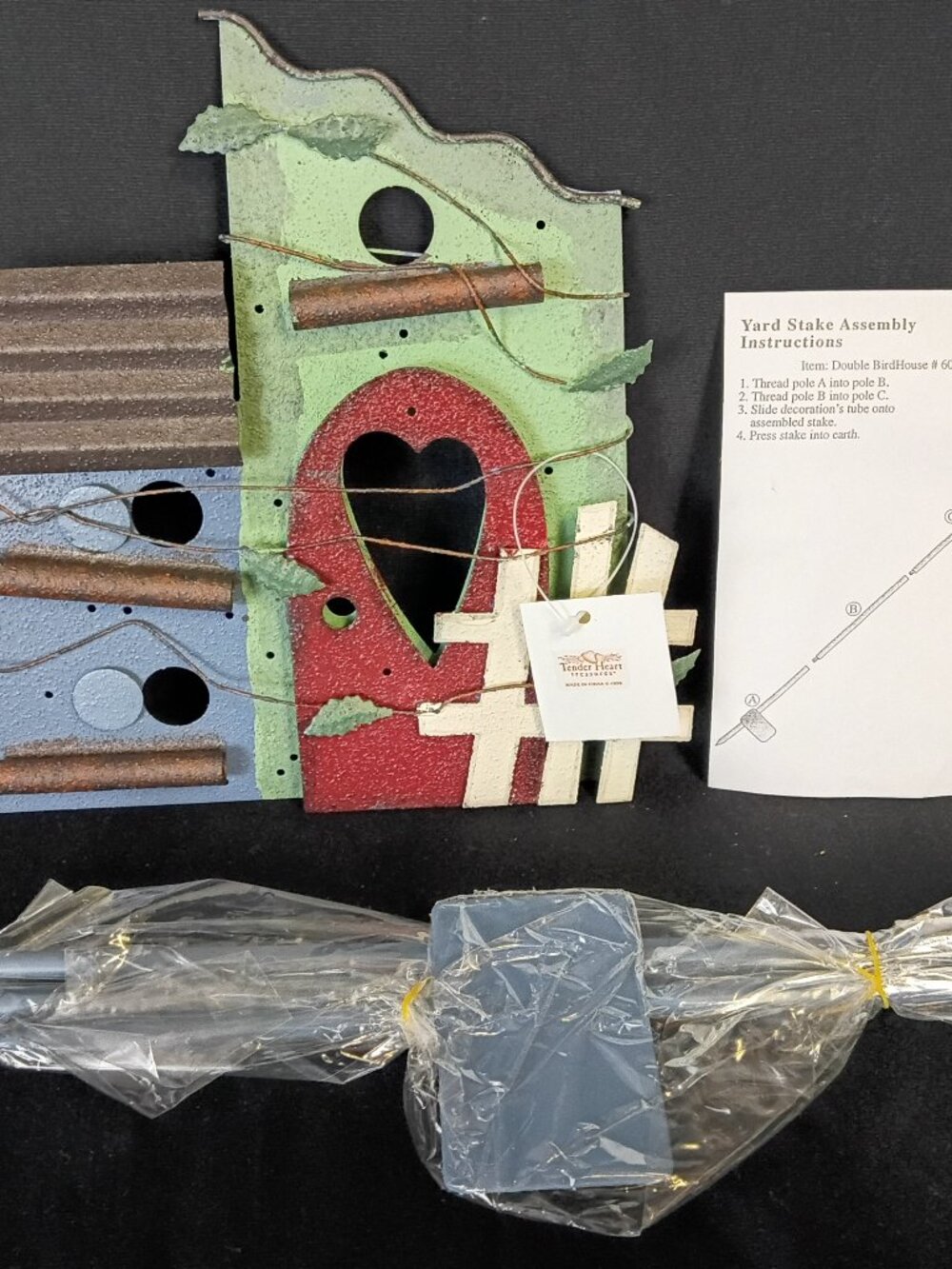 Vintage 1999 Tender Heart Treasures Double Birdhouse Garden Stake NOS New